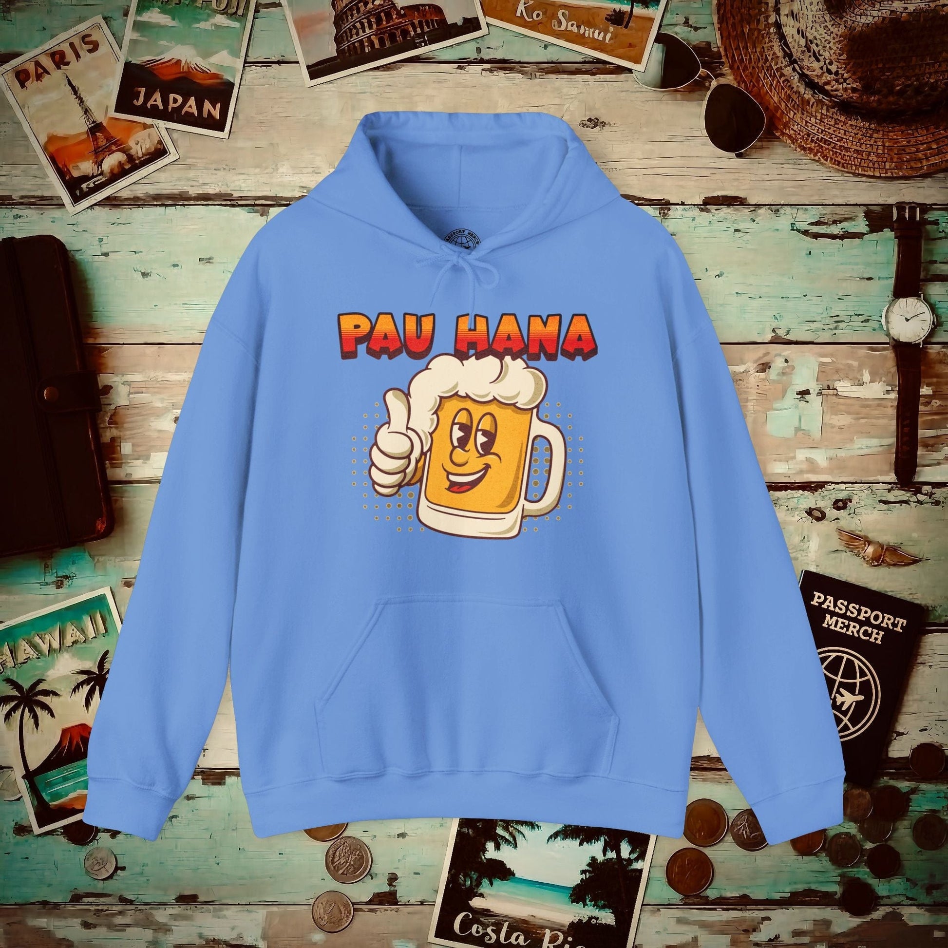 Pau Hana Beer, Hawaii Hoodie Carolina Blue / S