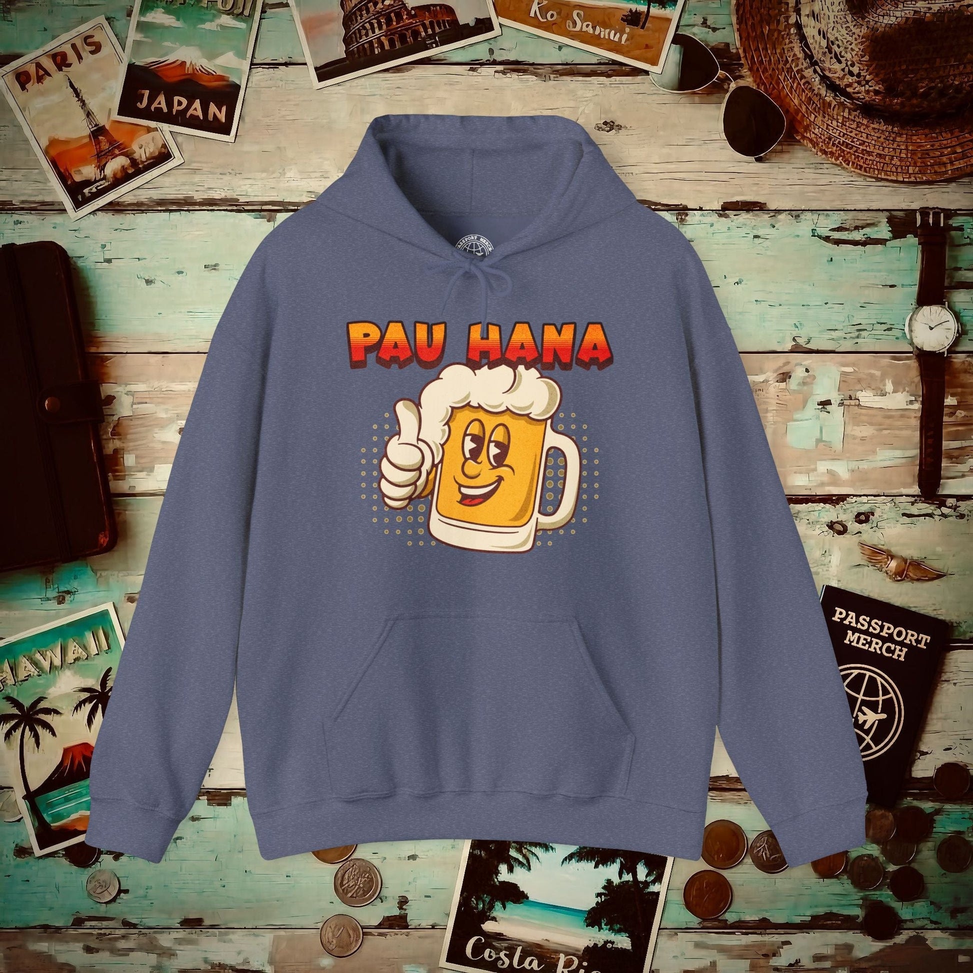 Pau Hana Beer, Hawaii Hoodie Heather Navy / S