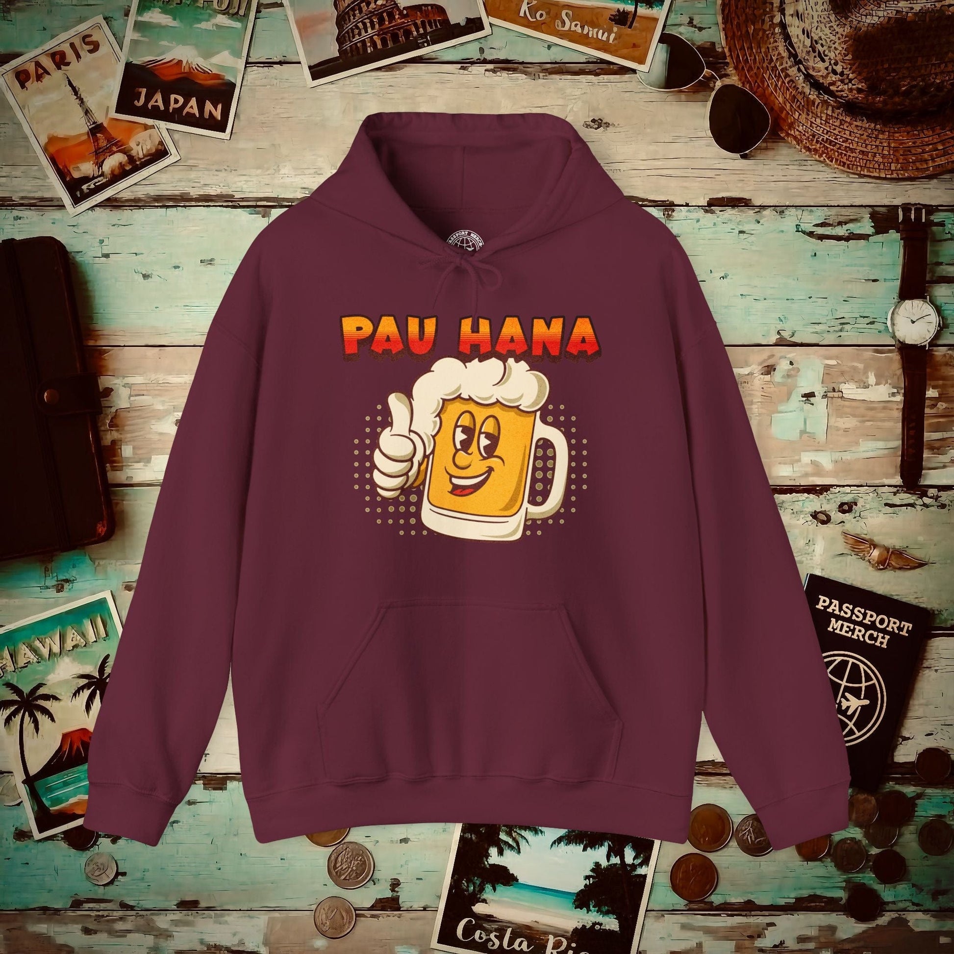 Pau Hana Beer, Hawaii Hoodie Maroon / S