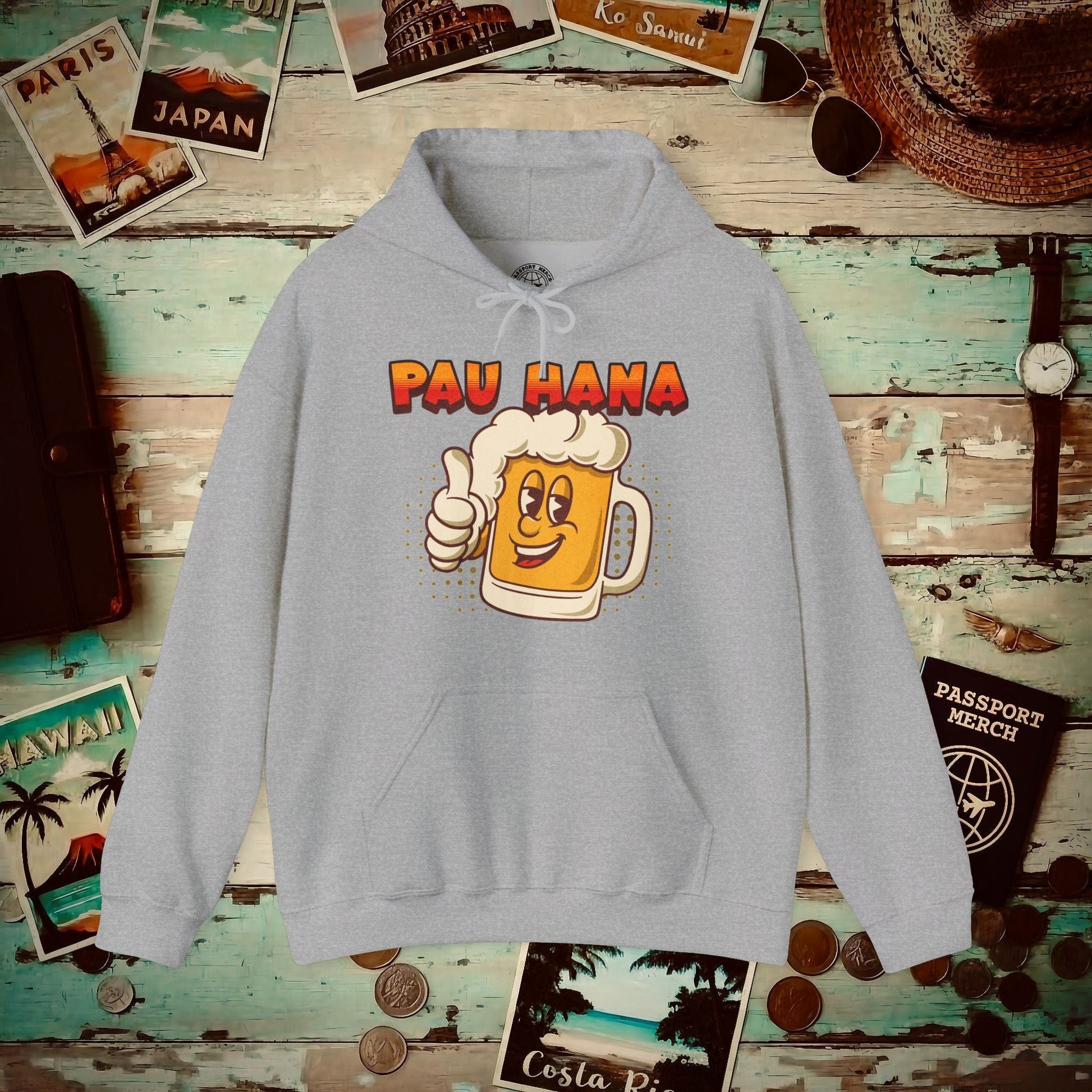 Pau Hana Beer, Hawaii Hoodie Sport Grey / S