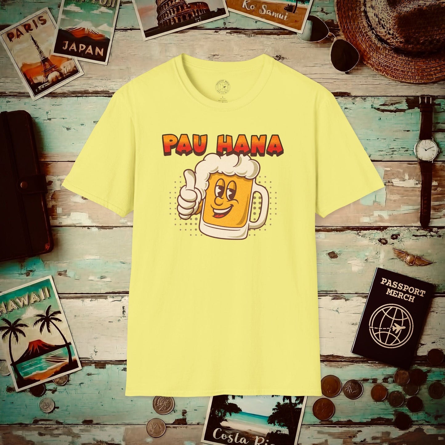 Pau Hana Beer, Hawaii T-Shirt Cornsilk / S