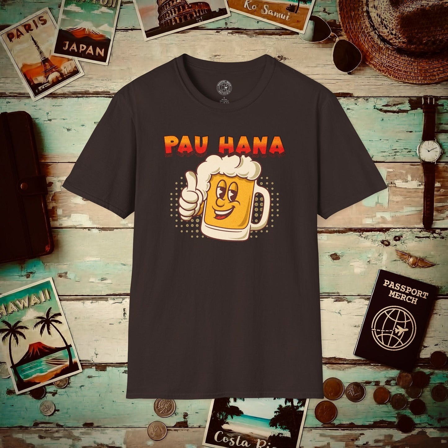 Pau Hana Beer, Hawaii T-Shirt Dark Chocolate / S