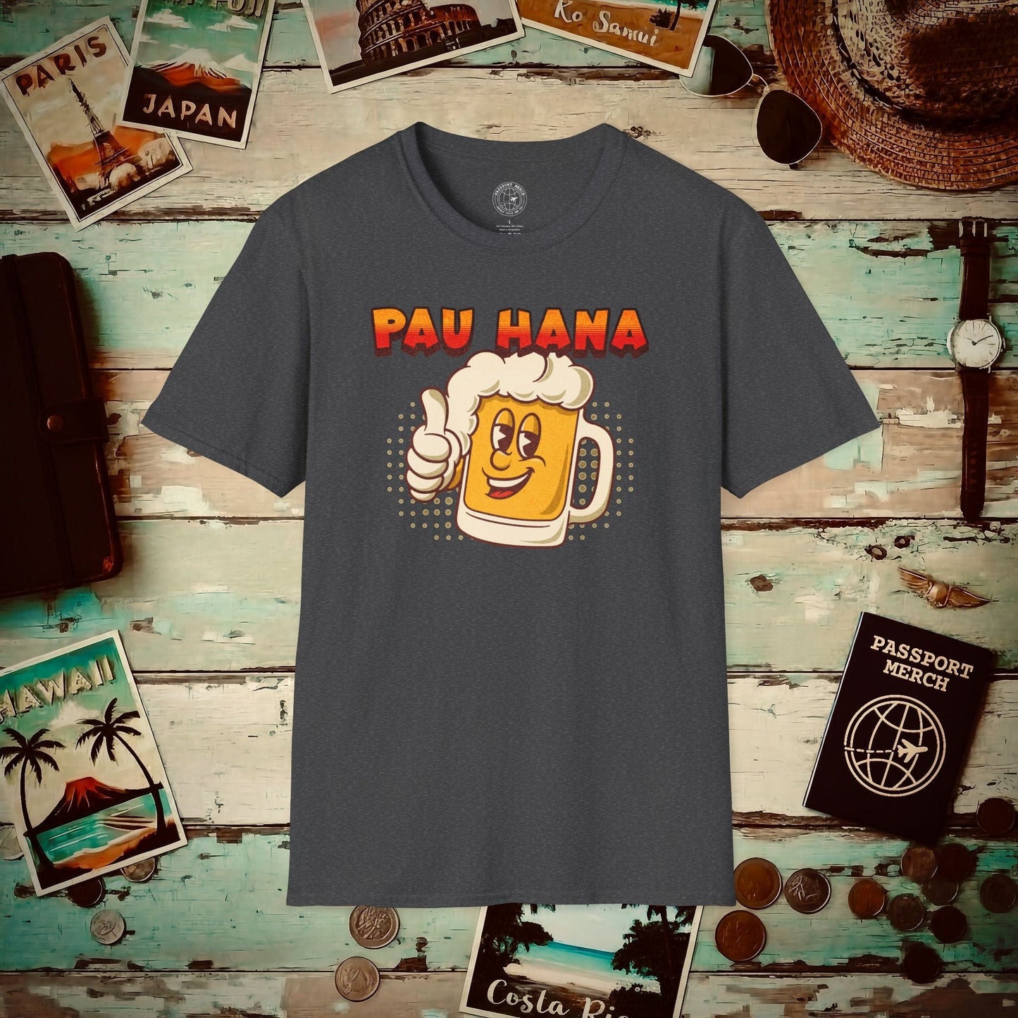 Pau Hana Beer, Hawaii T-Shirt Dark Heather / S