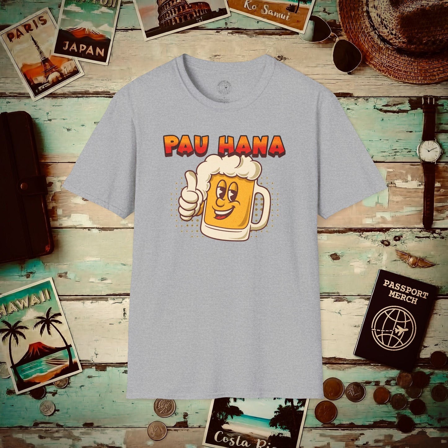 Pau Hana Beer, Hawaii T-Shirt Sport Grey / S
