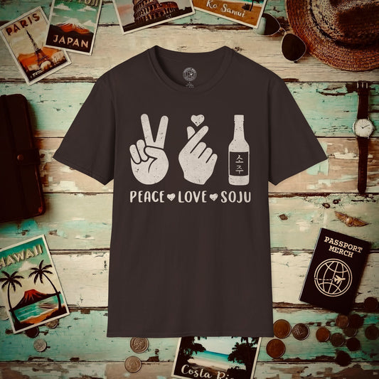 Peace Love Soju, Korea T-Shirt Dark Chocolate / S