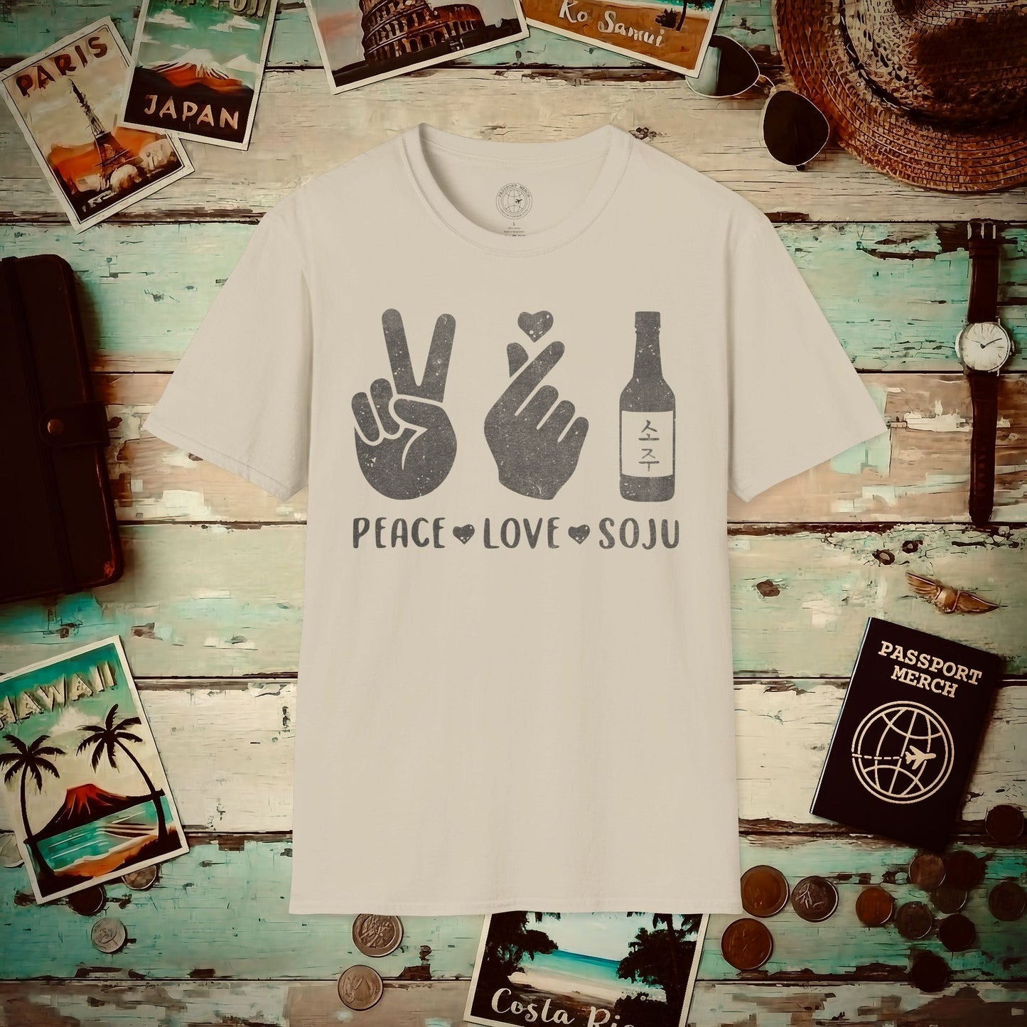 Peace Love Soju, Korea T-Shirt Sand / S
