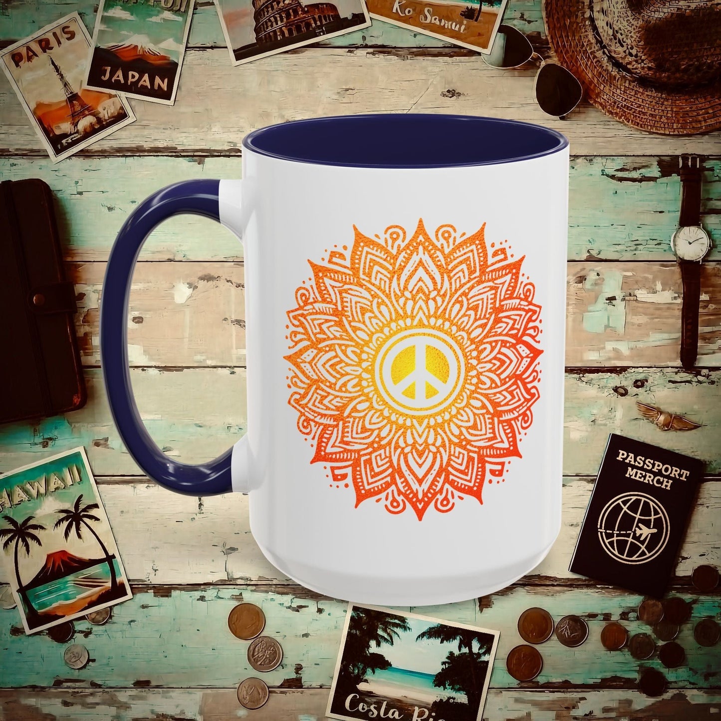 Peace Mandala India 15oz Mug Navy / 15oz