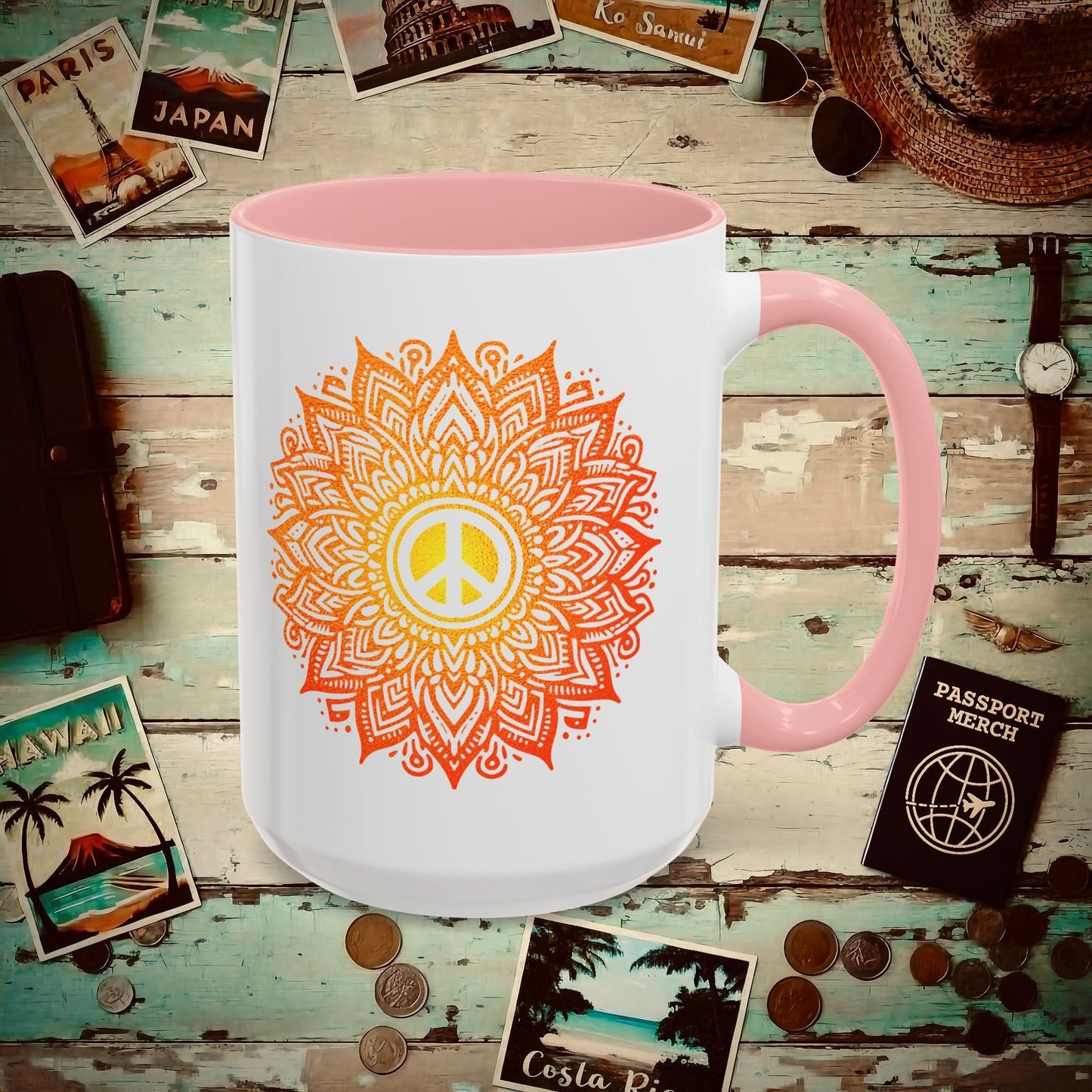 Peace Mandala India 15oz Mug Pink / 15oz