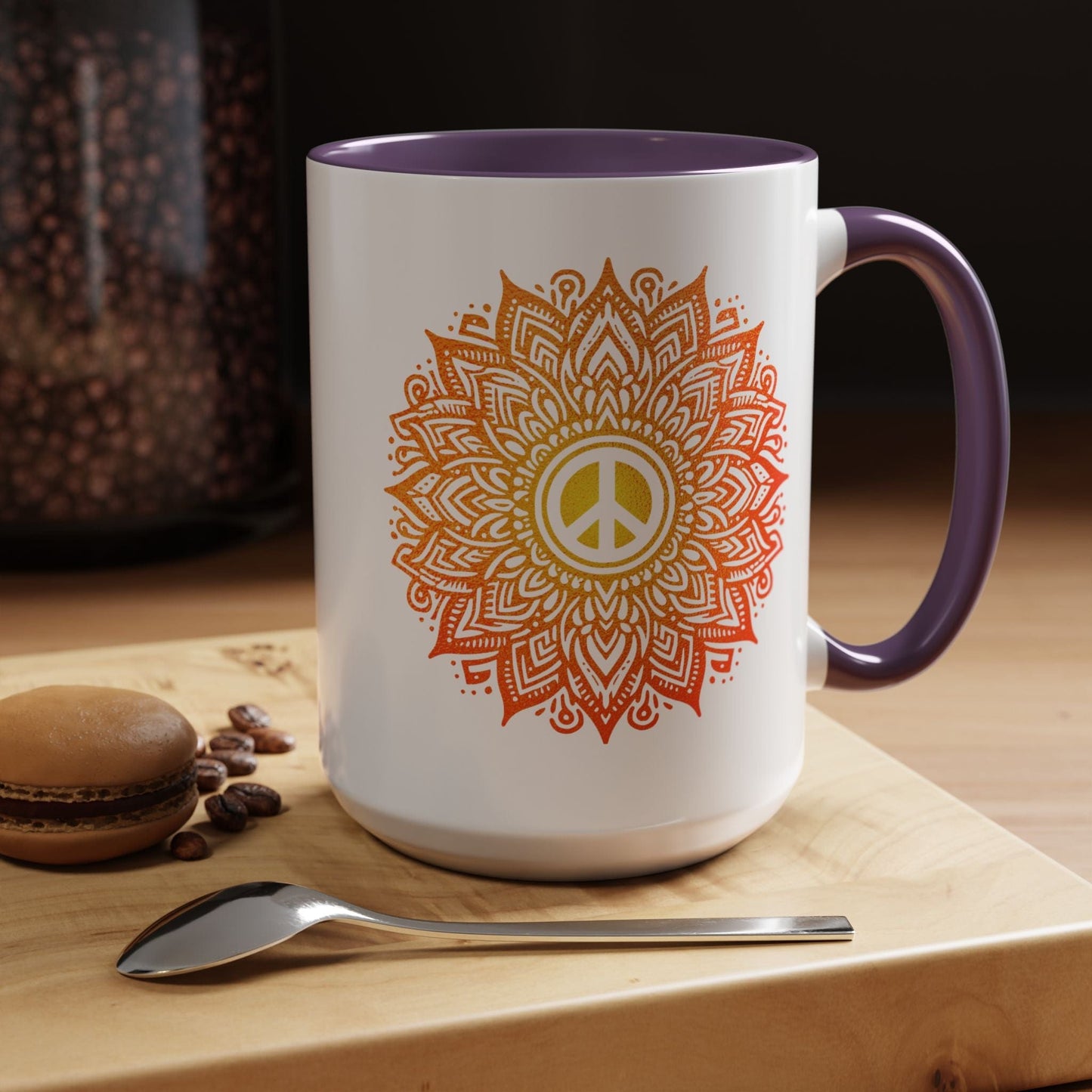 Peace Mandala India 15oz Mug Purple / 15oz