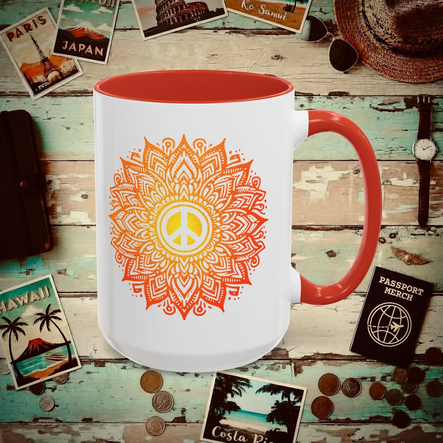 Peace Mandala India 15oz Mug Red / 15oz