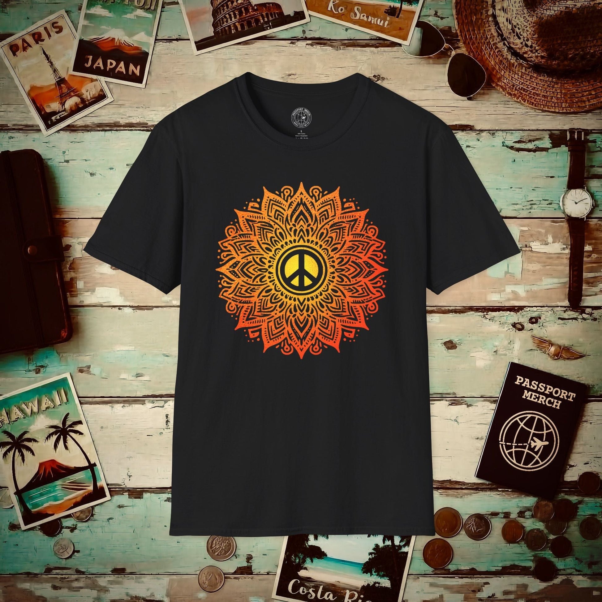 Peace Mandala India T-Shirt Black / S