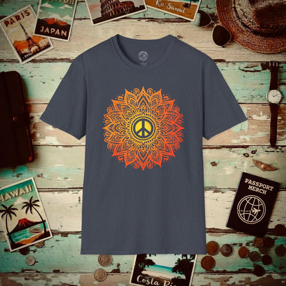 Peace Mandala India T-Shirt Heather Navy / S
