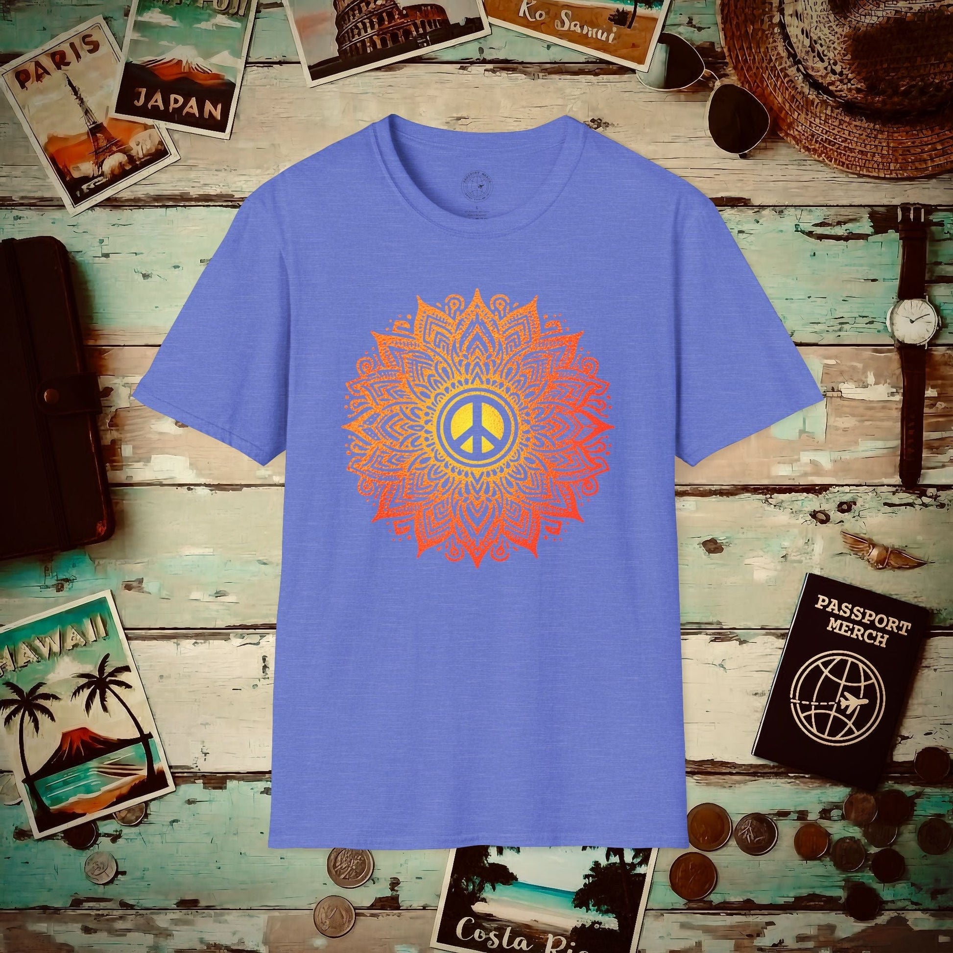 Peace Mandala India T-Shirt Heather Royal / S