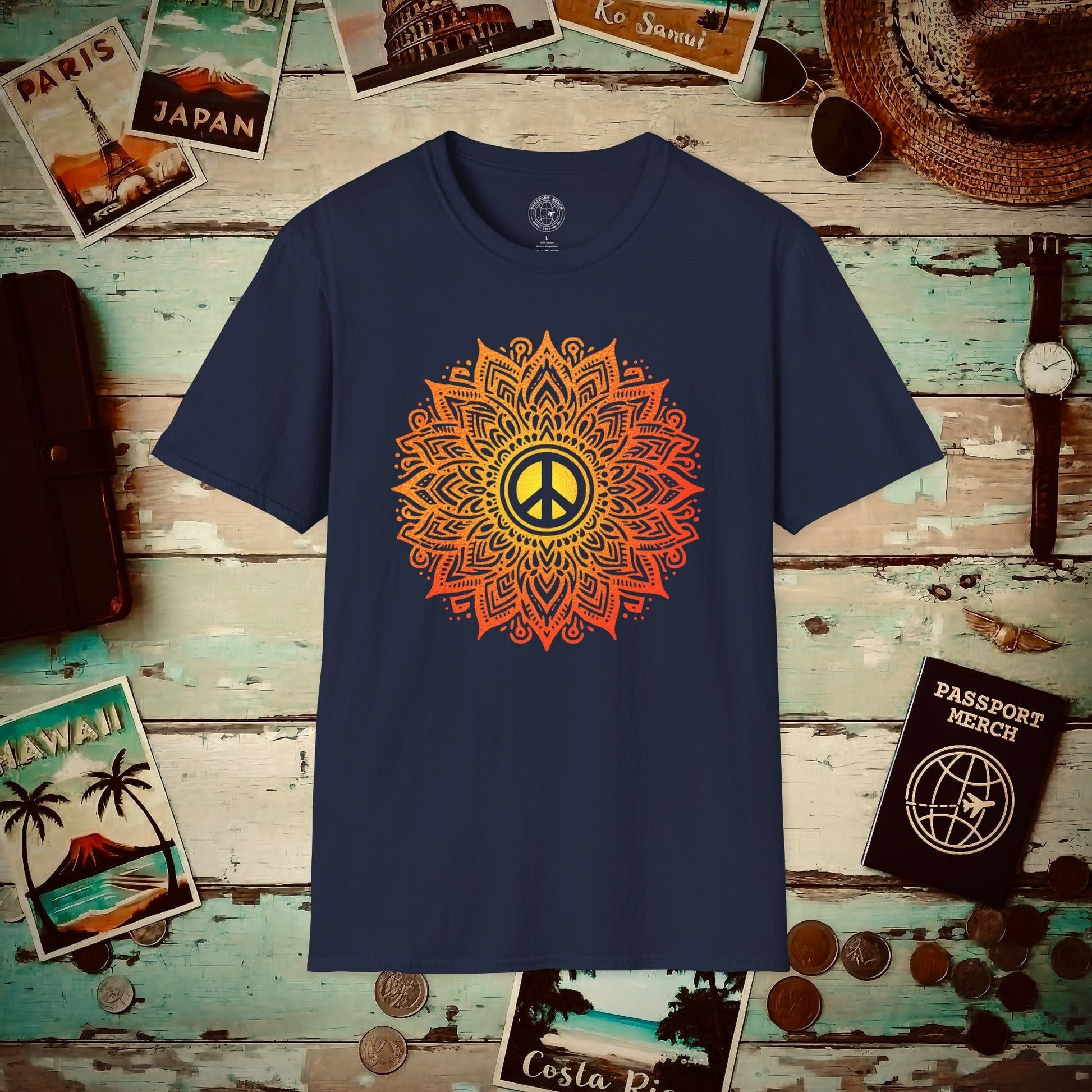 Peace Mandala India T-Shirt Navy / S