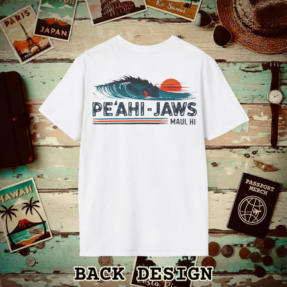 Peahi Jaws, Maui, Hawaii - Vibrant Surf Retro Back Print T-Shirt White / S
