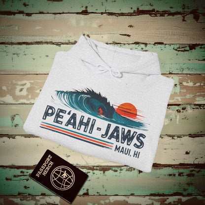 Peahi Jaws, Maui, Hawaii - Vibrant Surf Retro Hoodie Ash / S