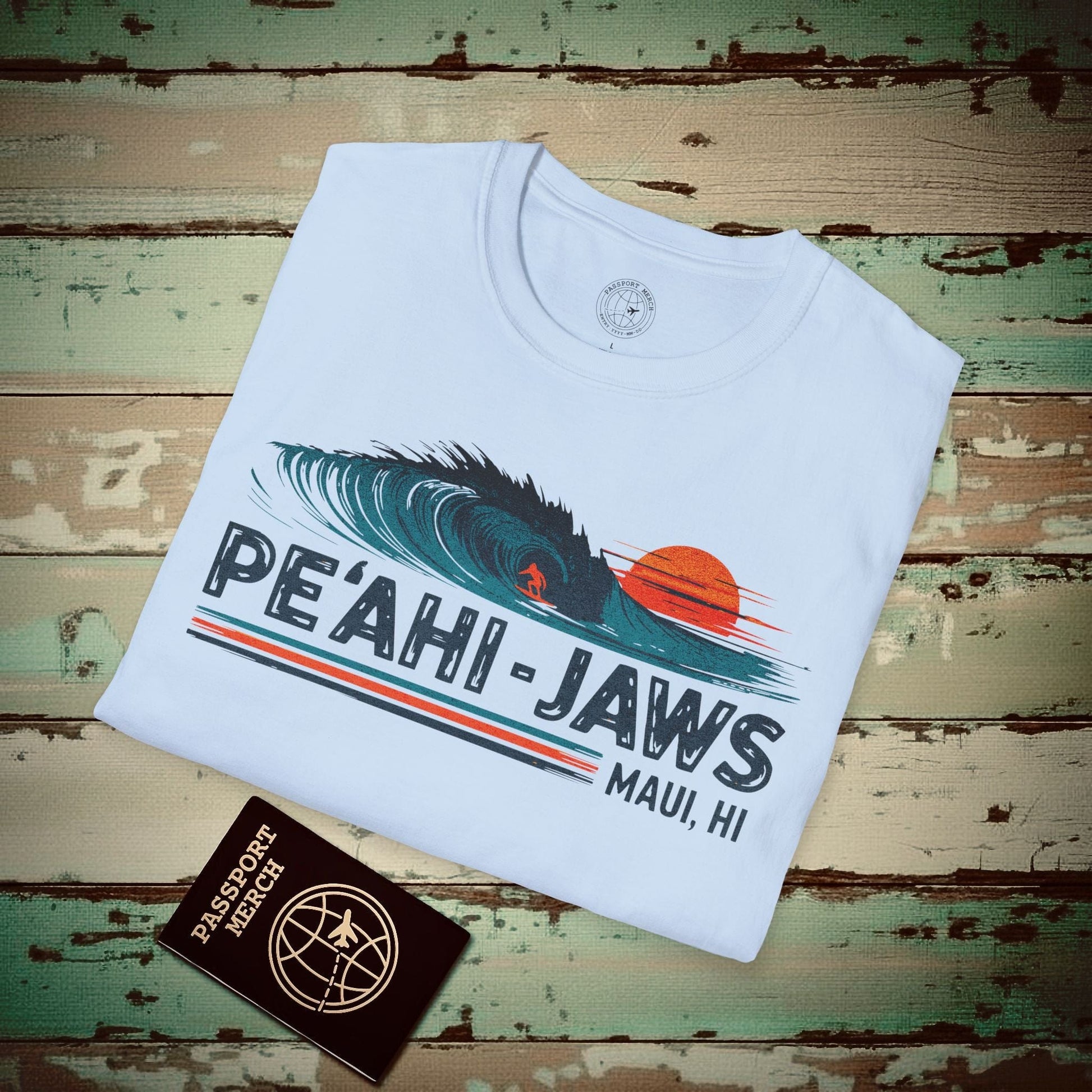 Peahi Jaws, Maui, Hawaii - Vibrant Surf Retro T-Shirt Light Blue / S