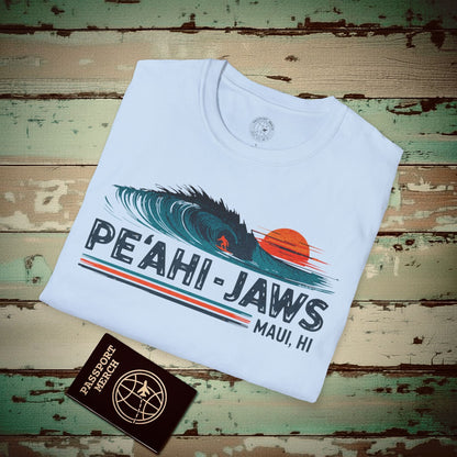 Peahi Jaws, Maui, Hawaii - Vibrant Surf Retro T-Shirt Light Blue / S