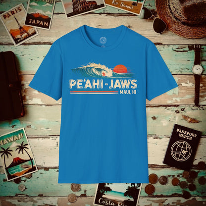 Peahi Jaws, Maui, Hawaii - Vibrant Surf Retro T-Shirt Sapphire / S