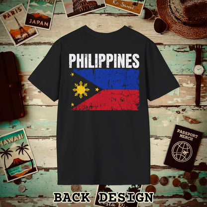 Philippines Vintage Flag Back Print T-Shirt Black / S
