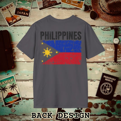 Philippines Vintage Flag Back Print T-Shirt Charcoal / S
