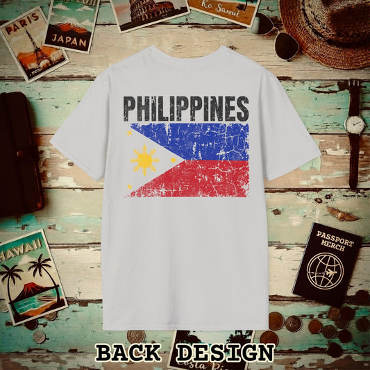 Philippines Vintage Flag Back Print T-Shirt Ice Grey / S