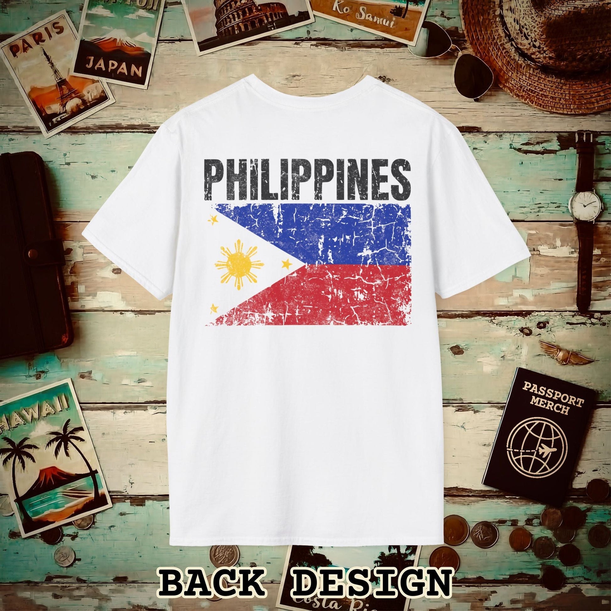 Philippines Vintage Flag Back Print T-Shirt White / S