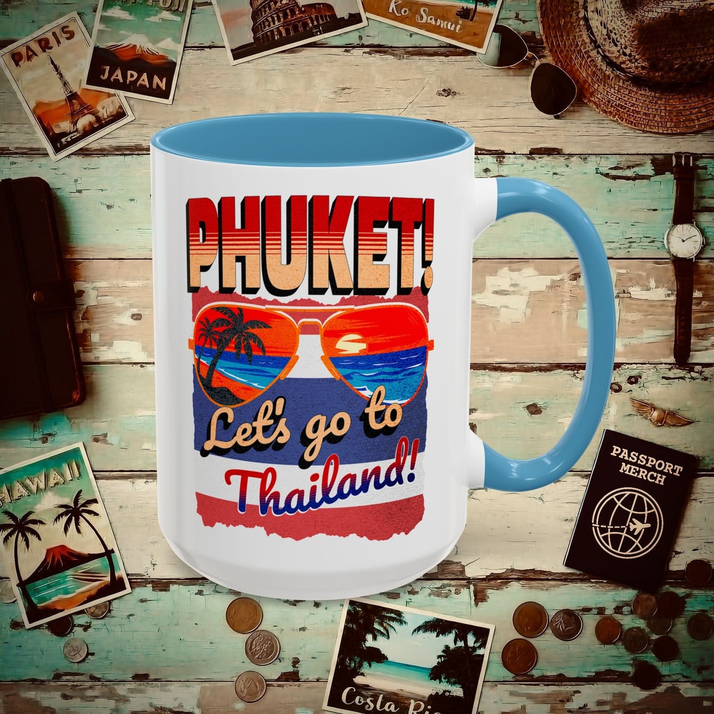 Phuket! Let's go to Thailand! 15oz Mug Light Blue / 15oz