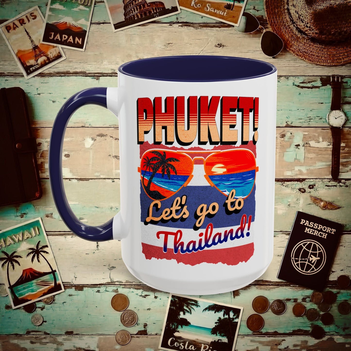 Phuket! Let's go to Thailand! 15oz Mug Navy / 15oz