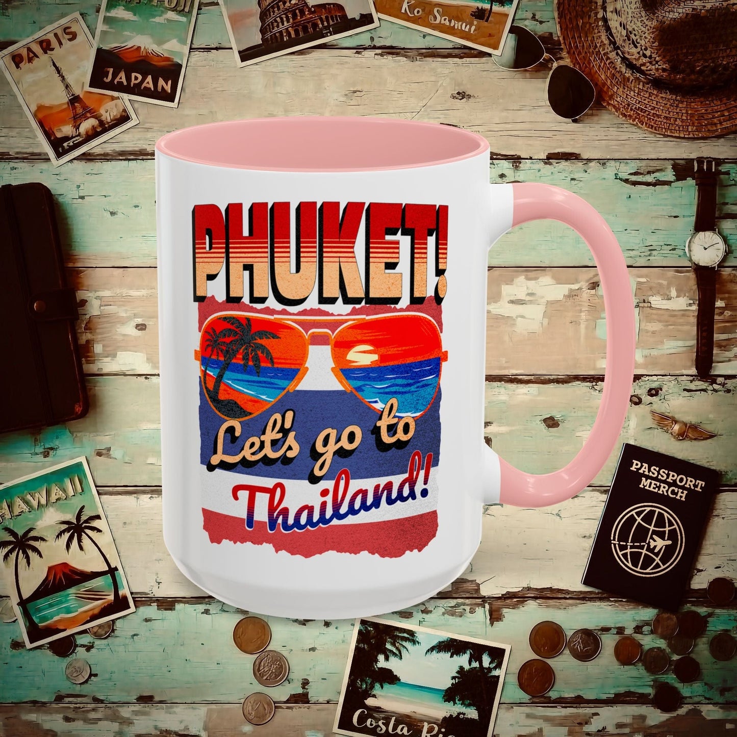 Phuket! Let's go to Thailand! 15oz Mug Pink / 15oz