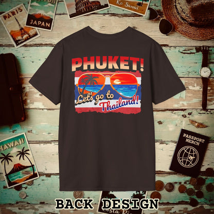 Phuket! Let's go to Thailand! Back Print T-Shirt Dark Chocolate / S