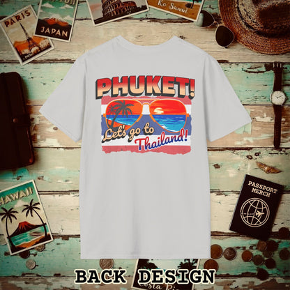 Phuket! Let's go to Thailand! Back Print T-Shirt Ice Grey / S