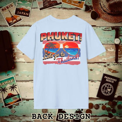 Phuket! Let's go to Thailand! Back Print T-Shirt Light Blue / S