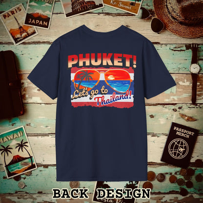 Phuket! Let's go to Thailand! Back Print T-Shirt Navy / S
