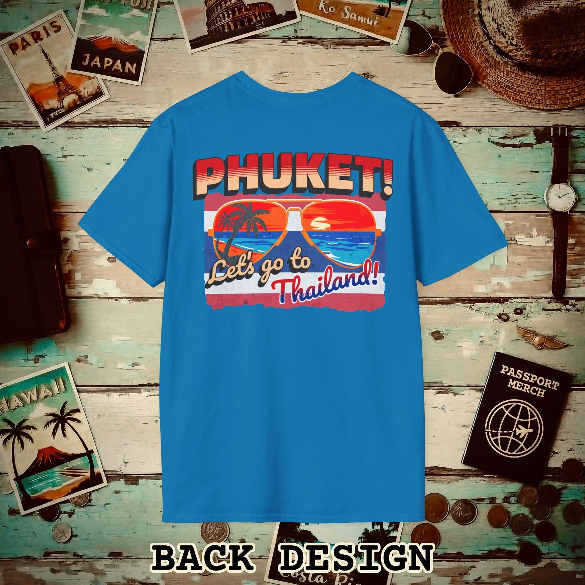 Phuket! Let's go to Thailand! Back Print T-Shirt Sapphire / S