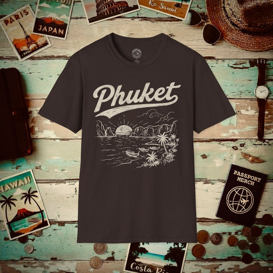 Phuket Vintage Monochrome, Thailand T-Shirt Dark Chocolate / S
