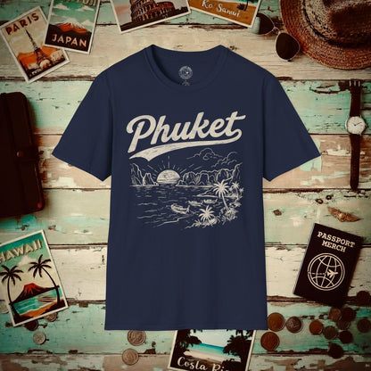 Phuket Vintage Monochrome, Thailand T-Shirt Navy / S