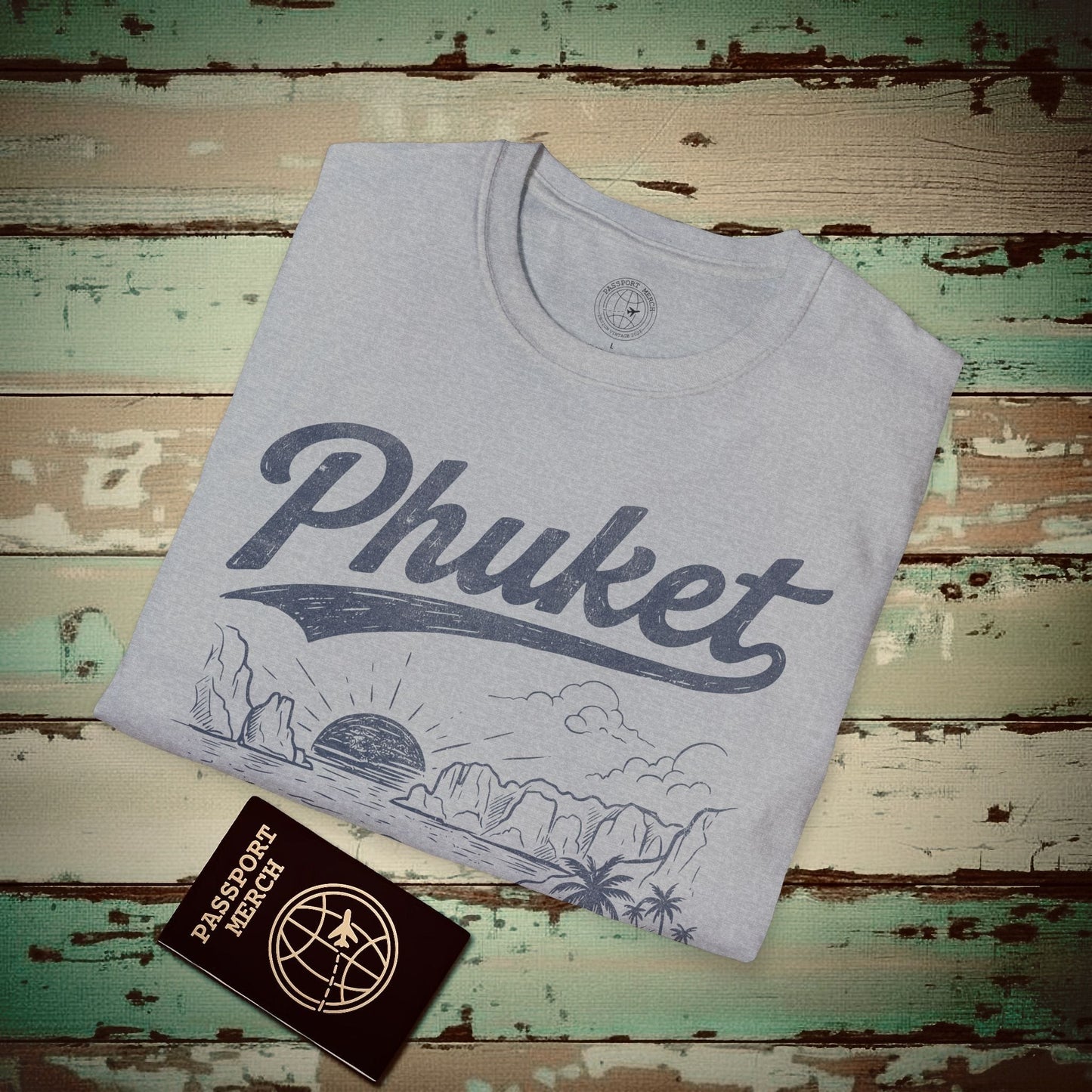 Phuket Vintage Monochrome, Thailand T-Shirt Sport Grey / S