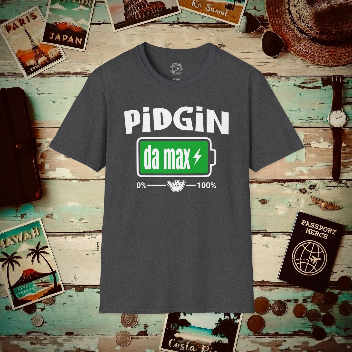 Pidgin Battery at Da Max, Hawaii T-Shirt Dark Heather / S