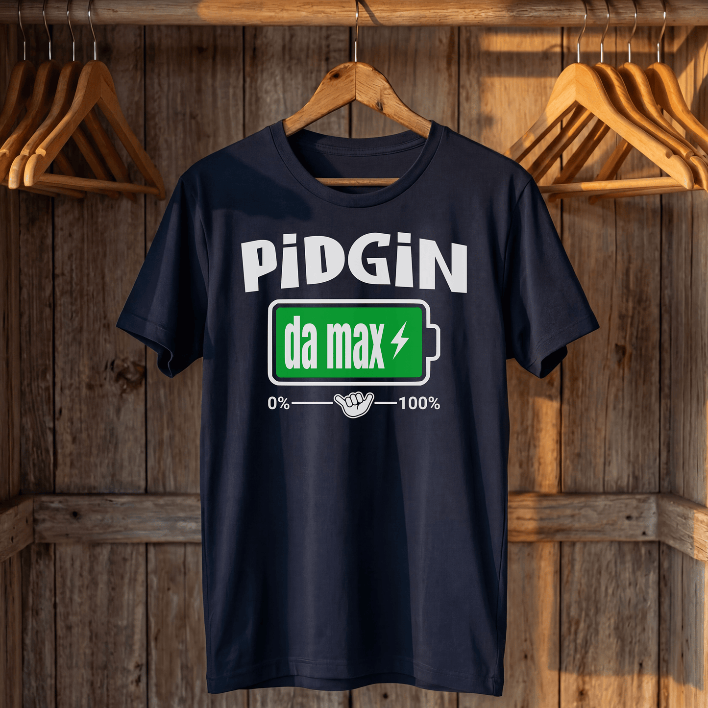 Pidgin Battery at Da Max, Hawaii T-Shirt Navy / S