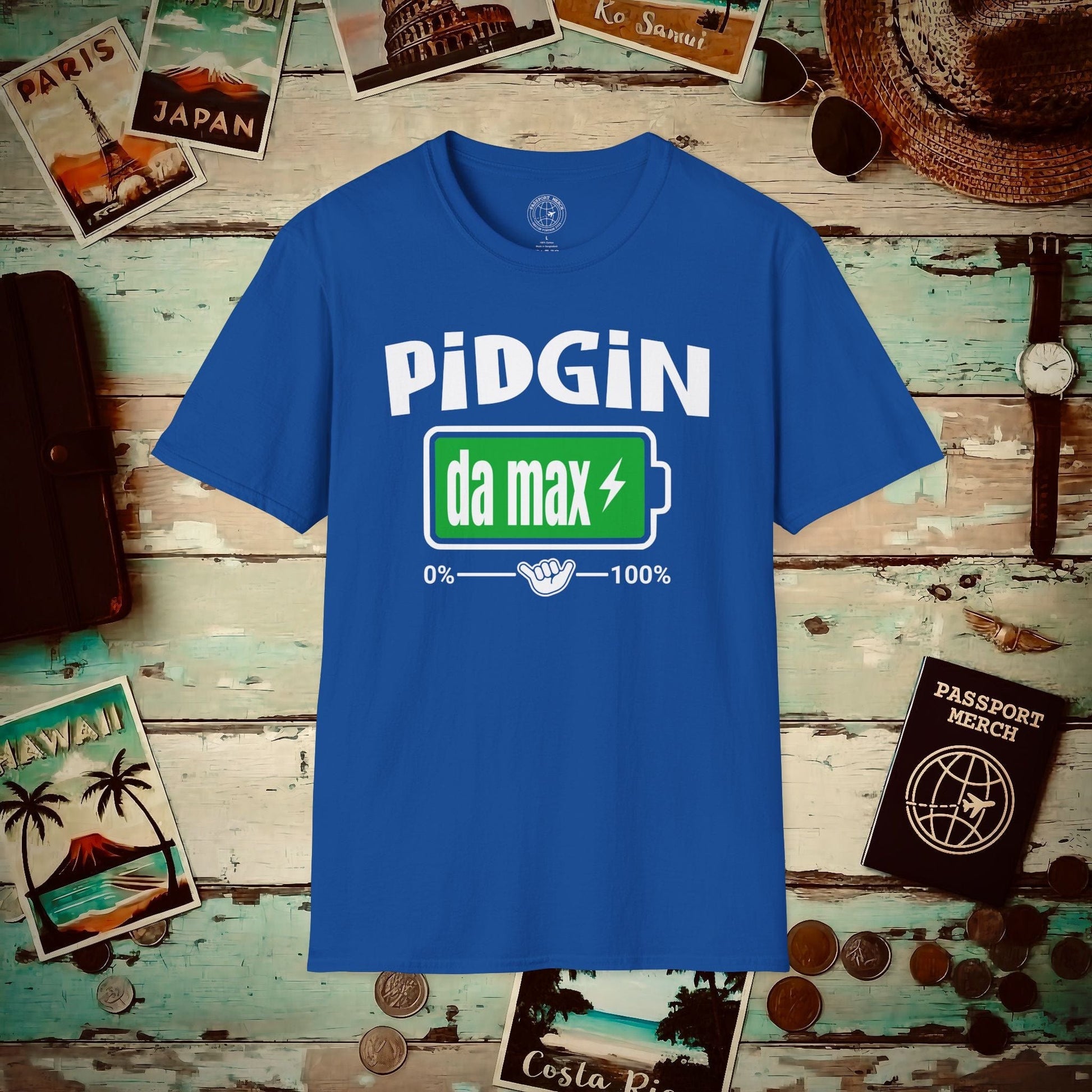 Pidgin Battery at Da Max, Hawaii T-Shirt Royal / S