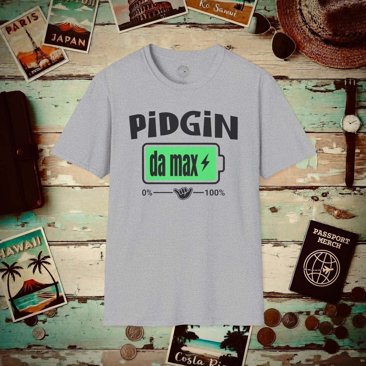 Pidgin Battery at Da Max, Hawaii T-Shirt Sport Grey / S