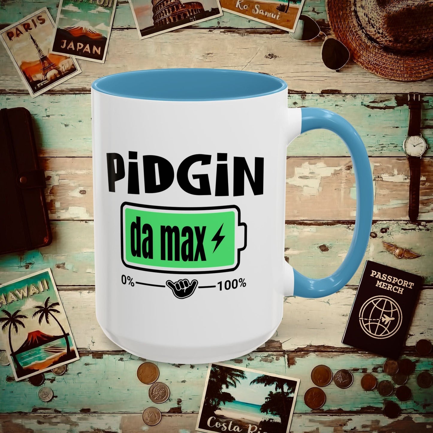 Pidgin Battery To Da Max, Hawaii 15oz Mug Light Blue / 15oz