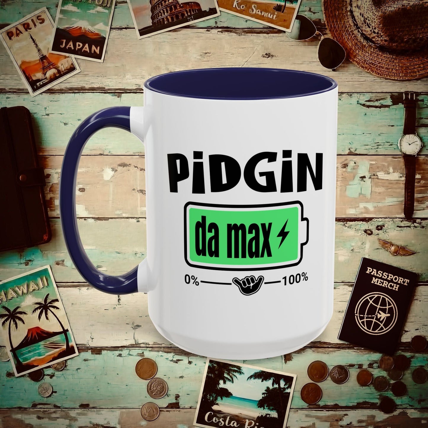 Pidgin Battery To Da Max, Hawaii 15oz Mug Navy / 15oz