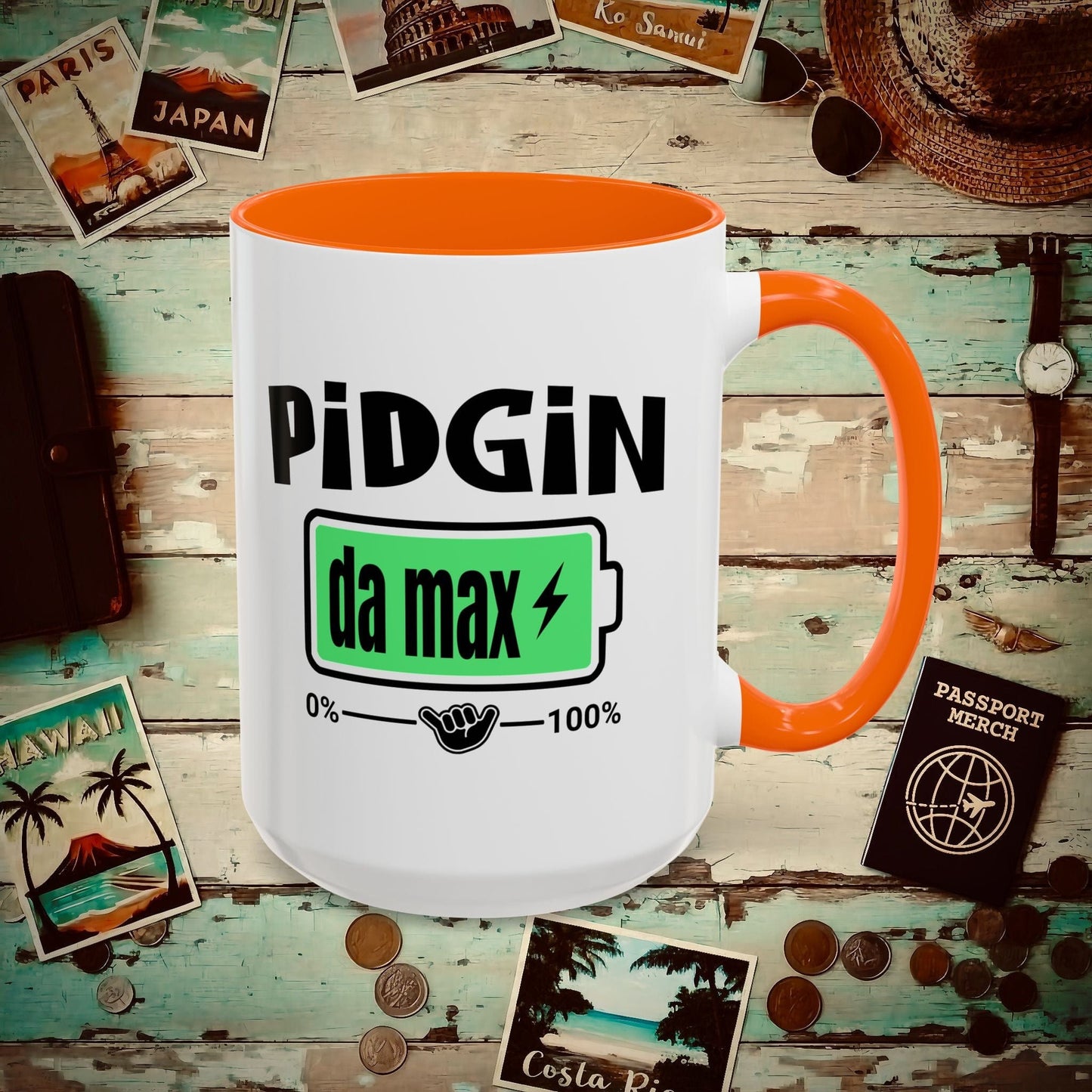Pidgin Battery To Da Max, Hawaii 15oz Mug Orange / 15oz