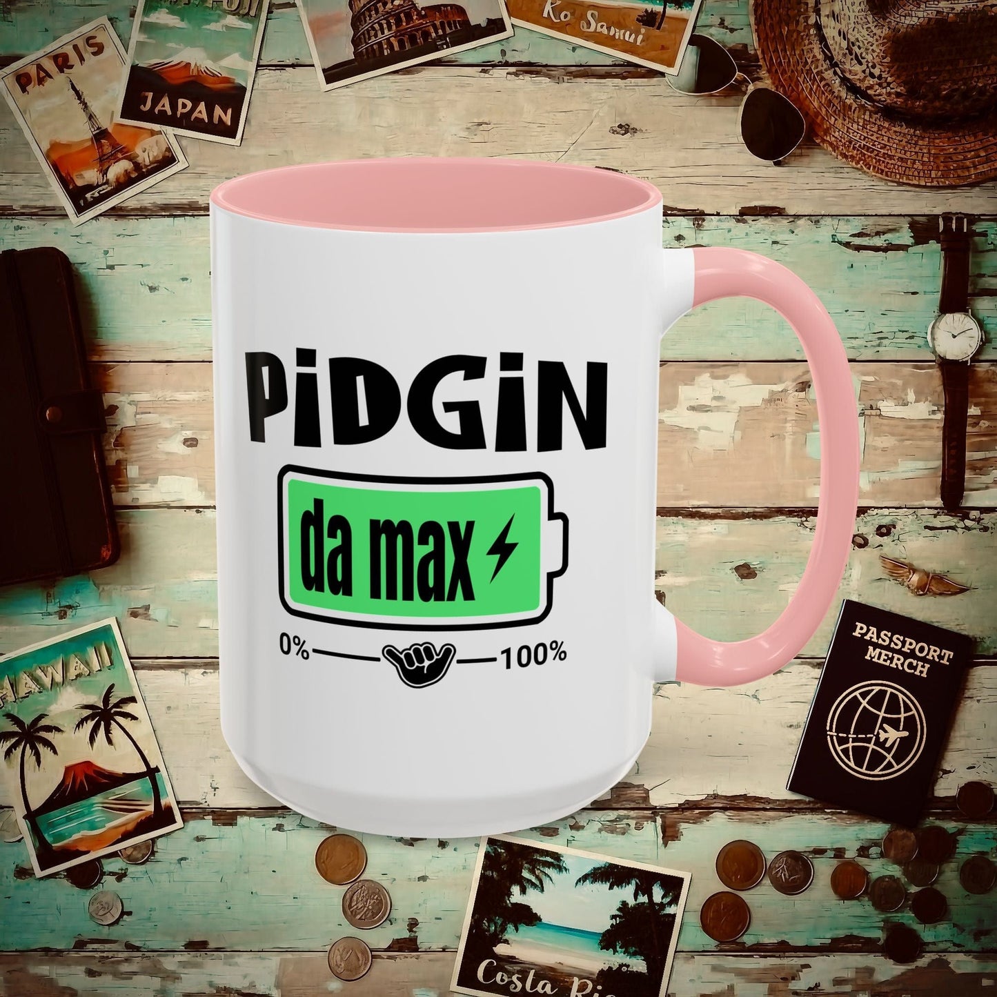Pidgin Battery To Da Max, Hawaii 15oz Mug Pink / 15oz