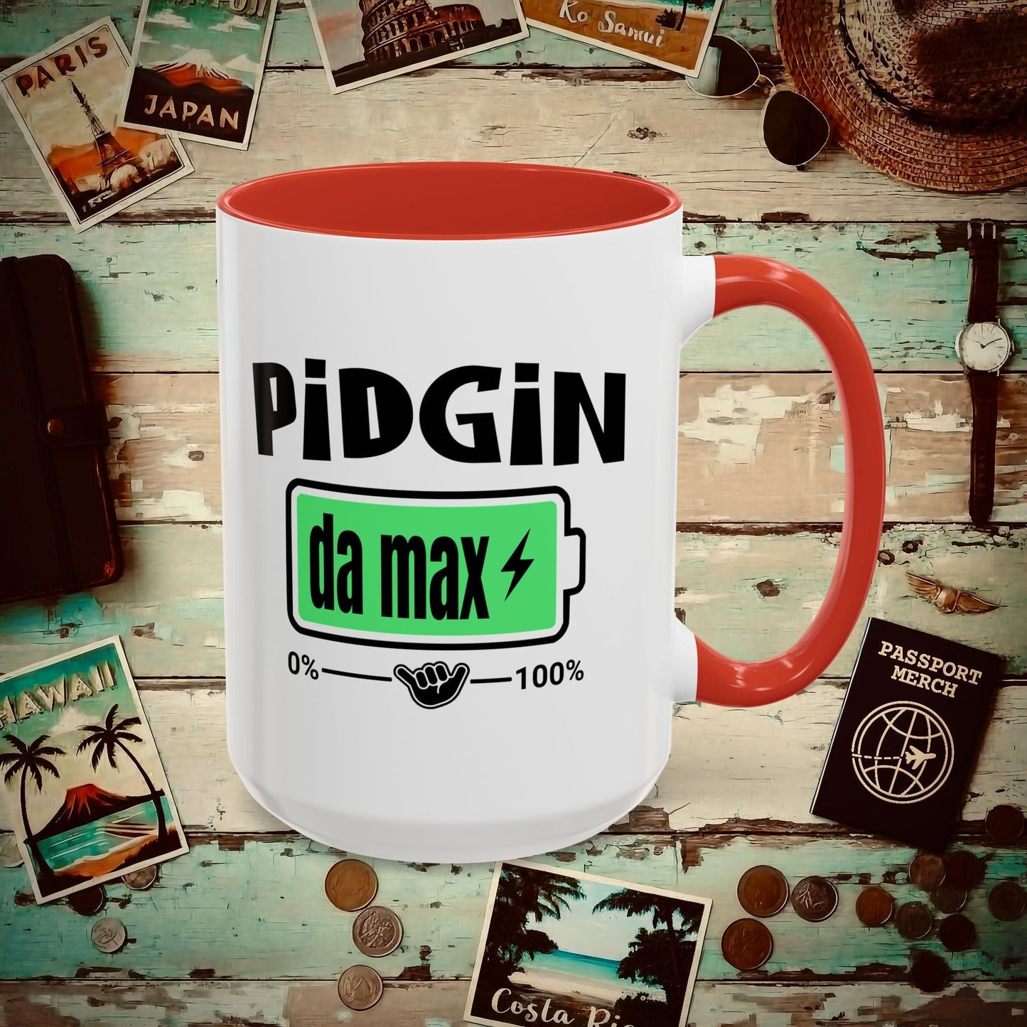 Pidgin Battery To Da Max, Hawaii 15oz Mug Red / 15oz