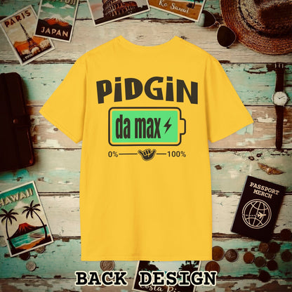 Pidgin Battery To Da Max, Hawaii Back Print T-Shirt Daisy / S