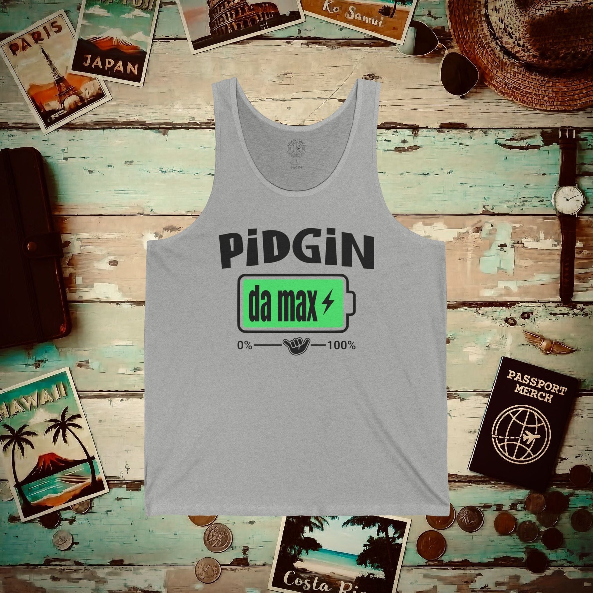 Pidgin Battery To Da Max, Hawaii Tank Top Athletic Heather / XS