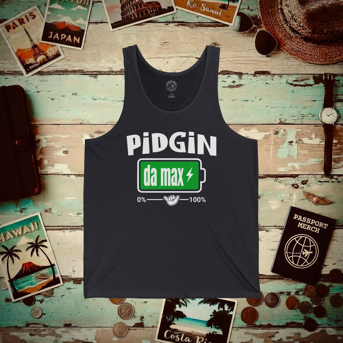 Pidgin Battery To Da Max, Hawaii Tank Top Dark Grey / XS